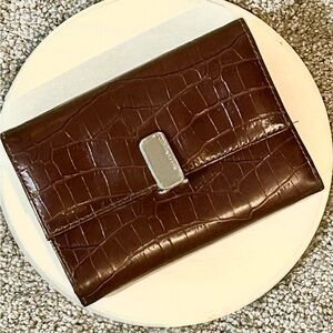 Y2K Liz Claiborne Brown Faux Leather Tri-Fold Wallet, 14 Card Slots & Pockets